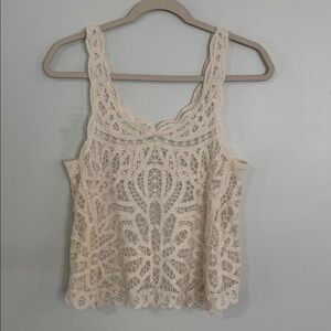 Crochet Lace Tank Top in Cream